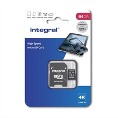 Memorijska kartica Integral Micro SDXC V30 UHS-I U3, 64 GB + adapter