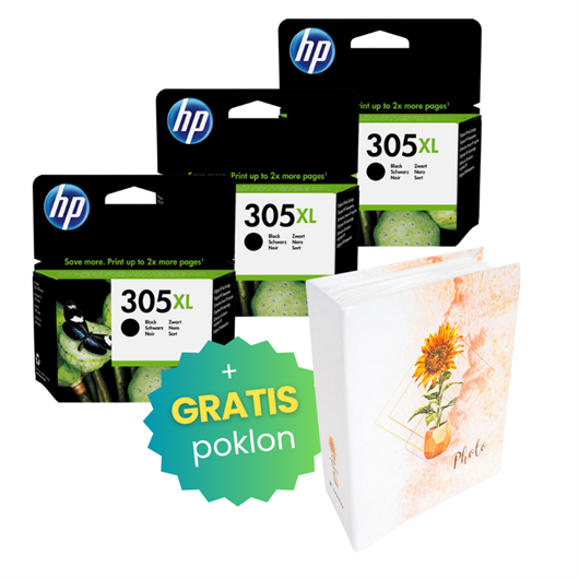 Komplet tinta HP 3YM62AE nr.305XL (crna), original, 3 komada + GRATIS POKLON