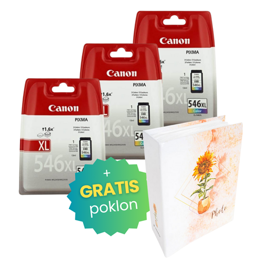 Komplet tinta Canon CL-546 XL (boja), original, 3 komada + GRATIS POKLON