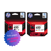 Komplet tinta HP nr.650 (BK + CMY), original + foto papir po SUPER cijeni