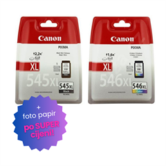 Komplet tinta Canon PG-545XL + CL-546XL, original + foto papir po SUPER cijeni