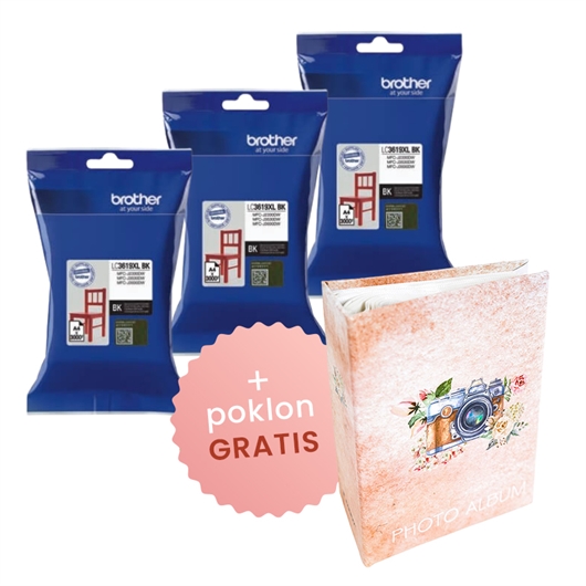 Komplet tinta Brother LC3619XLBK (crna), original, 3 komada + GRATIS POKLON