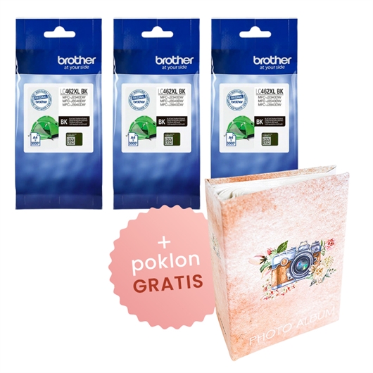 Komplet tinta Brother LC462XLBK (crna), original, 3 komada + GRATIS POKLON