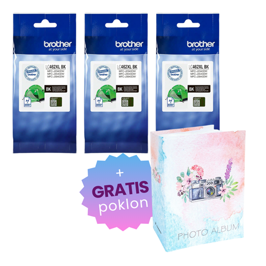 Komplet tinta Brother LC462XLBK (crna), original, 3 komada + GRATIS POKLON