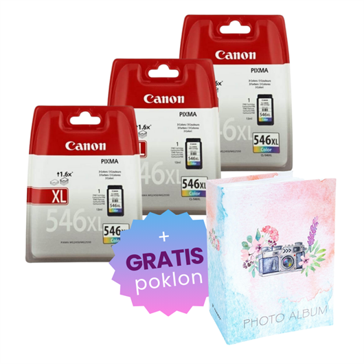 Komplet tinta Canon CL-546 XL (boja), original, 3 komada + GRATIS POKLON