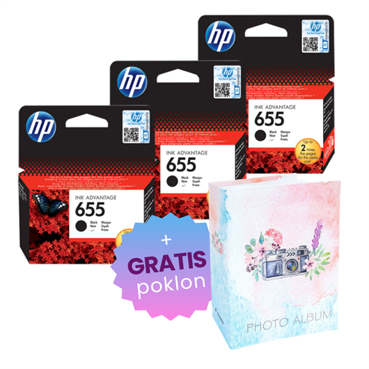 Komplet tinta HP CZ109AE nr.655 (crna), original, 3 komada + GRATIS POKLON