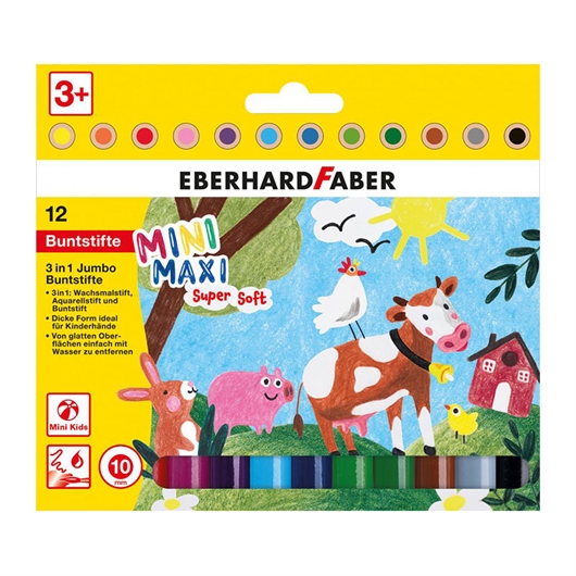 Bojice Eberhard Faber Mini Maxi 3u1, 12 komada