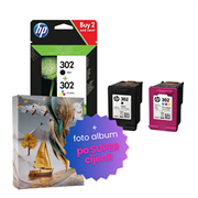 Tinta HP X4D37AE (nr.302 BK + nr.302 CMY), dvostruko pakiranje, original + foto album po SUPER cijeni