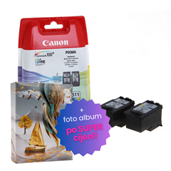 Komplet tinta Canon PG-510 + CL-511, original + foto album po SUPER cijeni