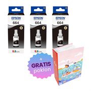 Komplet bočica za Epson C13T66414A (crna), original, 3 komada + GRATIS POKLON