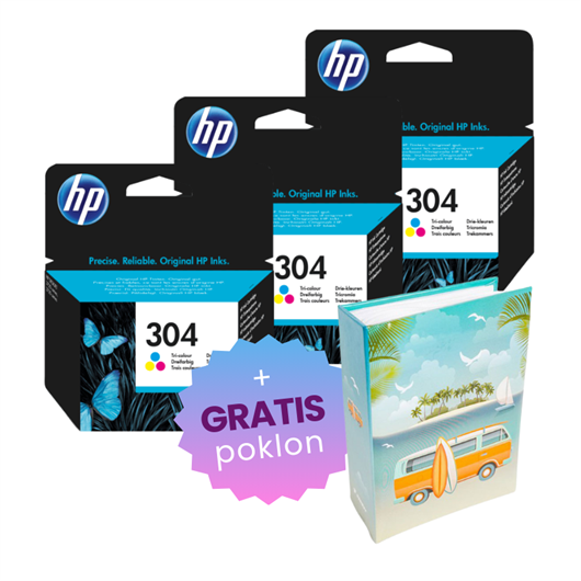 Komplet tinta HP N9K05AE nr.304 (boja), original, 3 komada + GRATIS POKLON