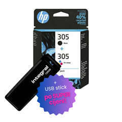 Komplet tinta HP 6ZD17AE (nr.305 BK + nr.305 CMY), dvostruko pakiranje, original + USB stick po SUPER cijeni