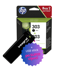 Komplet tinta HP 3YM92AE (nr.303 BK + nr.303 CMY), original + USB stick po SUPER cijeni