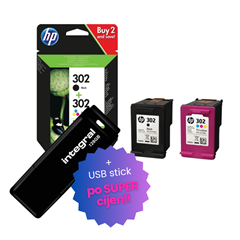 Tinta HP X4D37AE (nr.302 BK + nr.302 CMY), dvostruko pakiranje, original + USB stick po SUPER cijeni