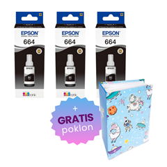 Komplet bočica za Epson C13T66414A (crna), original, 3 komada + GRATIS POKLON